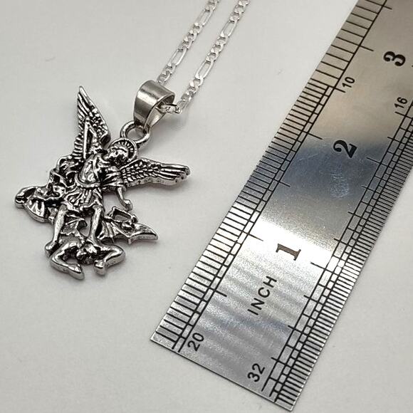 925 Sterling Silver Necklace Archangel Michael Figaro Valentines Birthday Gift